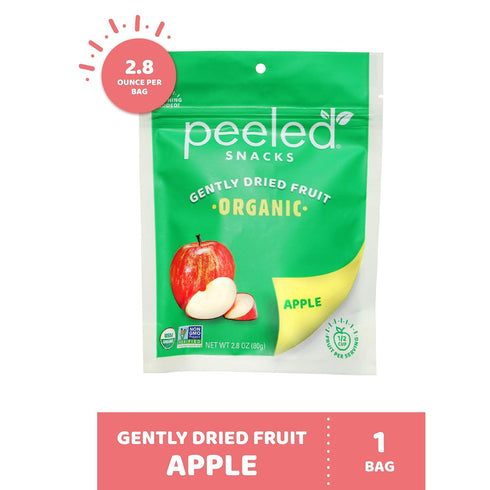 Peeled Snacks Organic Dried Fruit, Apple, 2.8 oz. – Healthy, Vegan Snacks for On-the-Go, Lunch and More...