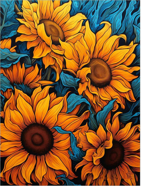 Maripabon 5D Sunflowers Painting by Numbers Kits for Adults DIY Round Diamond Art Kits Flowers Picture Art for Home Wall Decor,15.7x11.8 inch (Sty...