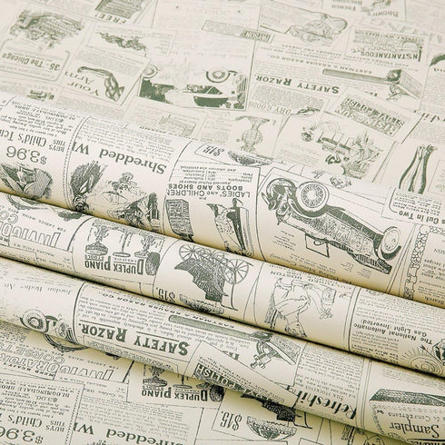17.8 x 78 Inches Self-Adhesive Liner Paper, Removable Shelf Liner Wall Stickers Dresser Drawer Peel Stick Kitchen Home Decor, Newspaper...