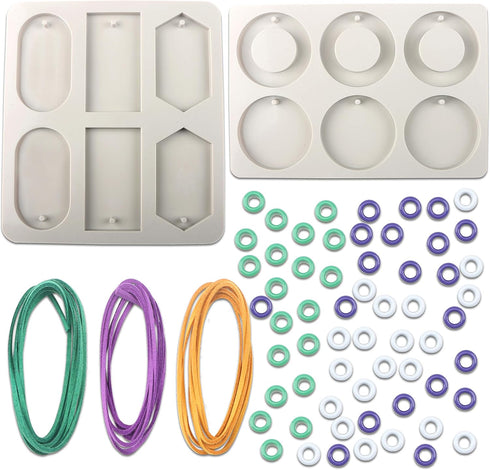 EUPNHY 2pcs Silicone Wax Sachet Molds Scented Wax Tablets Molds-Including 3pcs 40 inches Rawhide Rope and 60pcs Bails. (Combination 01)...