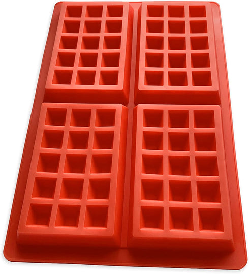Silicone Waffle Mold for Baking, Non Stick, Dishwasher Safe, Square Shape Set of 2, Red...