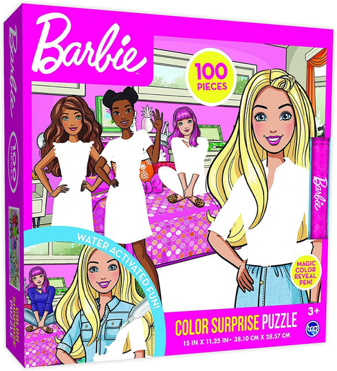 Barbie - Color Surprise Puzzle - 100 Piece Magic Water Reveal Puzzle with Water Pen Included. Great Birthday Gift for Boys and Girls!...