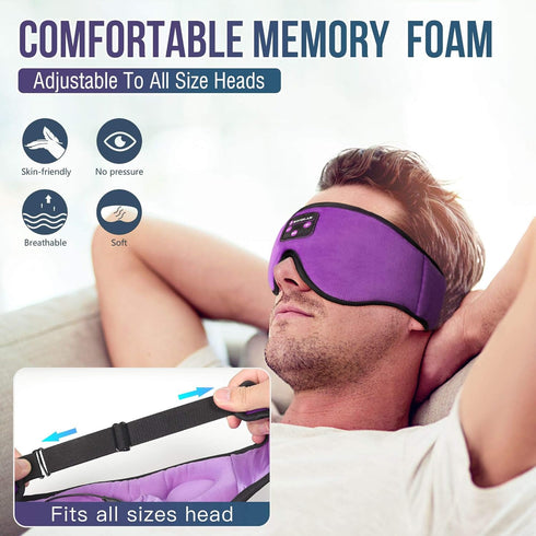 Bluetooth Sleep Mask, Boodlab Sleep Headphones for Side Sleepers, Travel Eye Mask for Sleeping Airplane, Washable Sleep Mask Headphones with Adjus...
