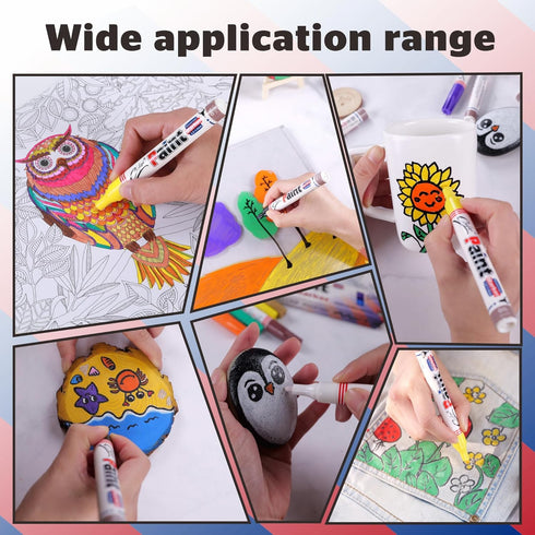 6 Pack Black & White Permanent Paint pens,Never Fade Oil-Based Paint Marker Pens,Medium Tip Quick Dry And Waterproof Paint pens For Rock,Plastic,W...