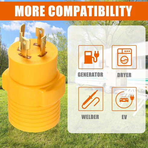 Generator to Welder Adapter Compatible with NEMA L14-30P to 6-50R 30 Amp 4 Prong Twist Lock Male Plug to 3 Prong Female Receptacle Adapter Dryer E...