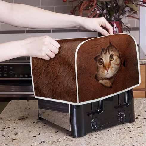 Cute 3D Cat Toaster Covers Bread Maker Oven Cover Small Appliance Protection Covers Kitchen Decoration Dustproof Washable Covers for Most Standard...