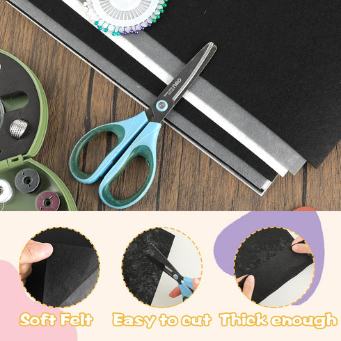 Felt Sheets for Crafts 9PCS 11.8 * 7.9in Wool Stiff Felt Sheets Soft Fabric Skin Felt DIY Patchwork Rug Arts and Crafts Fabric Pieces (Black+White...