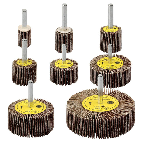 8 Pcs Flap Wheel Sander Set, 1/4" Shank 8Size Flapper Wheel, SHITIME Long-Lasting Cylindrical Shape Sanding Wheel for Removing and Polishing Rust ...