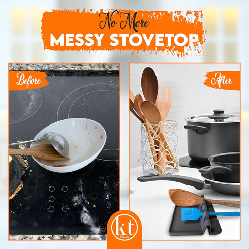 Silicone Spoon Rest, Utensil Rest with Drip Pad - Multi Spoons Rest for Stove Top - Spatula, Ladle, Tongs Holder Stand for Kitchen Counter...