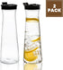 Clear Plastic Water Pitchers Carafes with Flip top Black Lids 34 OZ Heavy Duty Beverage Pitcher Jug for Juice or iced Coffee Great for Mimosa bar ...