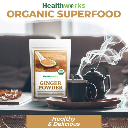 Healthworks Superfoods Organic Ginger Powder - 8 Oz - Ground, Raw & All-Natural - Keto, Vegan - Great with Coffee, Tea & Juices - Superfood/Spice...
