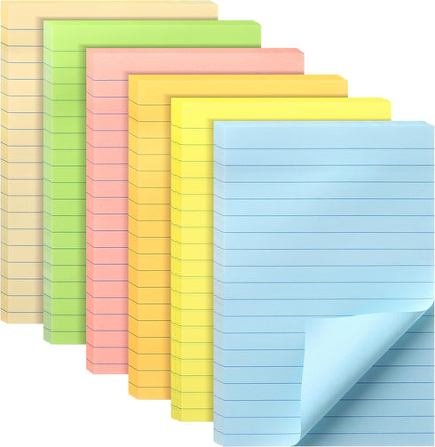 Mr. Pen- Lined Sticky Notes 4x6, 6 Pads, 45 Sheets/Pad, Pastel Color, Sticky Notes with Lines, Sticky Pads, Sticky Note Pads, Colorful Sticky Note...