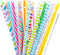 JANYUN 40 Pieces Reusable Straws BPA-Free 9" Colorful Printing Hard Platic Stripe Drinking Straw for Mason Jar Tumbler Family or Party Use Cleanin...