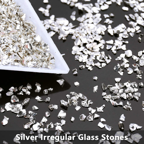 Irregular Crushed Glass Chips Sprinkles, 100g Metallic Chunky Glitter Stones for Nail Art, Resin Mold Filler, DIY Crafts, Vase Filler, Jewelry Mak...