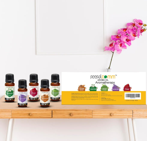 100% Pure Aroma Oils for Diffuser Set of 5 Fragrance Scent - Rose, Lavender, Lemongrass, Jasmine, Sandalwood - Best for Home Office, Cool Mist Lar...