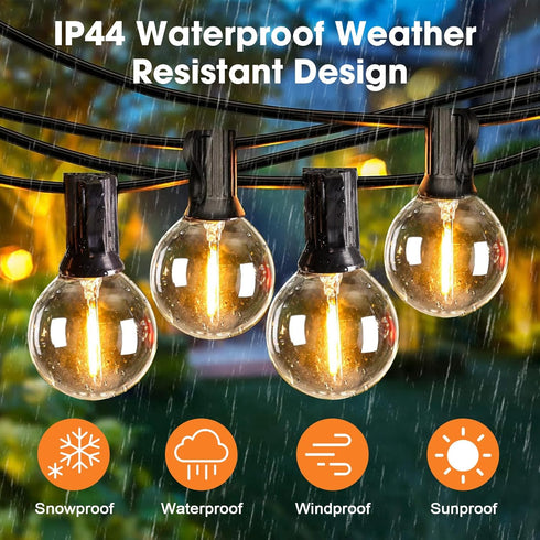 25 Pack G40 LED Replacement Light Bulbs, E12 Screw Base Waterproof Globe Bulbs Light for Indoor Outdoor String Lights, Patio Cafe Decor, Dimmable,...