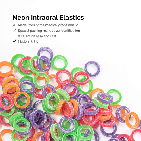 JMU Orthodontic Elastics 3/8 Medium, 300 Pack, Neon, Orthodontic Rubber Bands Latex Free Intraoral Elastic Bands Made in USA...