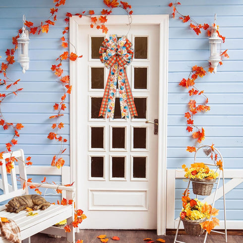 3 Roll Fall Wired Edge Ribbon 30 Yards 2.5 Inch Blue Orange Autumn Thanksgiving Pumpkin Buffalo Plaids Ribbon for Bow Wreath Craft Gift Wrap Farmh...