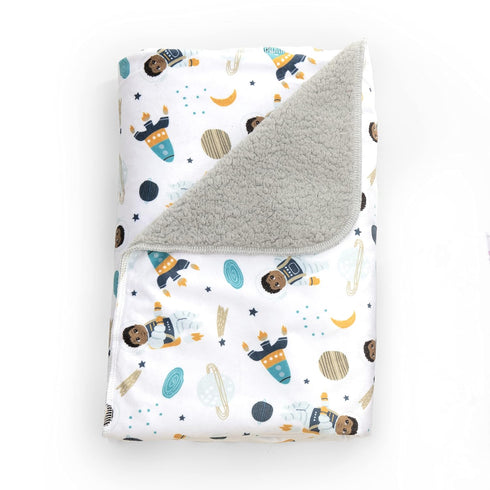 Plush Baby Blanket 30' x 40' Soft Fleece, Astronaut and Space Theme (Ashton) for Newborn & up, Grey...