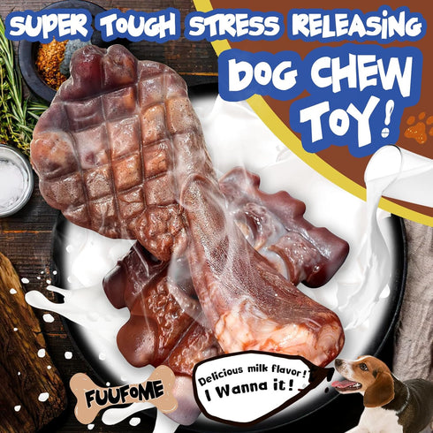 Dog Chew Toys for Aggressive Chewers?2 Pack Indestructible Dog Toy for Large Breed- Tough Nylon Teething Bone Toy to Keep Them Busy...