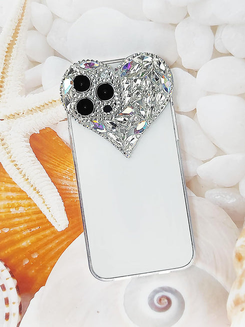 Cute 3D Glitter Case for iPhone 11, Sparkling Aesthetic Heart Gems Bling Case, Pretty shine Colorful Diamond Soft TPU Bumper Case for Women Girl-i...