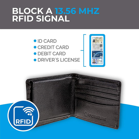 RFID Blocking Stylish Genuine Leather Wallet for Men - Excellent as Travel Bifold - Credit Card Protector...