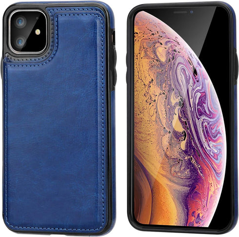for iPhone 11 Wallet Case with Card Holder,OT ONETOP PU Leather Kickstand Card Slots Case,Double Magnetic Clasp and Durable Shockproof Cover for i...