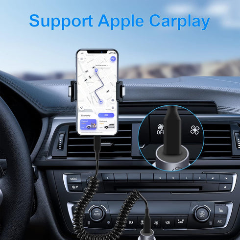 Coiled USB-C to Lightning Cable, Apple Carplay Compatible, MFi Certified Retractable USB C iPhone Charger Cord for Car with Data Sync, Coiled USB ...