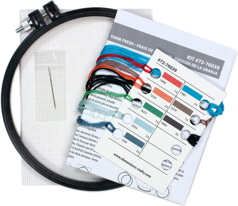 Dimensions Farm Fresh Personalized Counted Cross Stitch Kit for Beginners, 6" Diameter, 4 Piece...