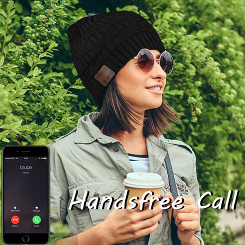 Wireless Beanie Hat for Men Women Wireless Beanie with Headphones Headset Speaker Mic Music Beanie Hat Unisex Knit Outdoor Sports Running Cap with...