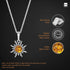 Amberta 925 Sterling Silver with Genuine Baltic Amber - Sun Pendant for Women - Various Stone Colors...