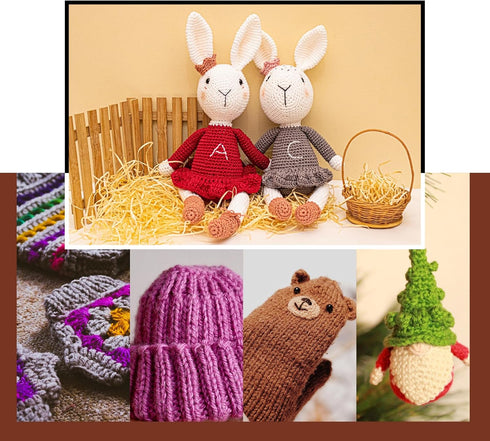 PRINOZ Crochet Yarn - 2PCS 1.76oz 4-Strand 142yds Acrylic Bulk Yarn for Crocheting and Knitting Handmade Products (Red)......