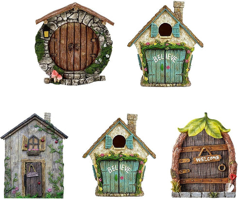 1Pc Fairy Garden Doors and Windows for Trees Miniature Fairy Gnome, DIY Yard Art Garden Sculpture Decoration Decor, Mini Wooden Doors and Windows ...