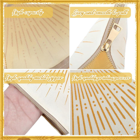 10 Pcs Sunshine Ray Makeup Bag Boho Cosmetic Bag Makeup Pouch Zipper Make up Bag for Your Purse Small Cosmetic Pouch Travel Accessory Pouch Cute Z...