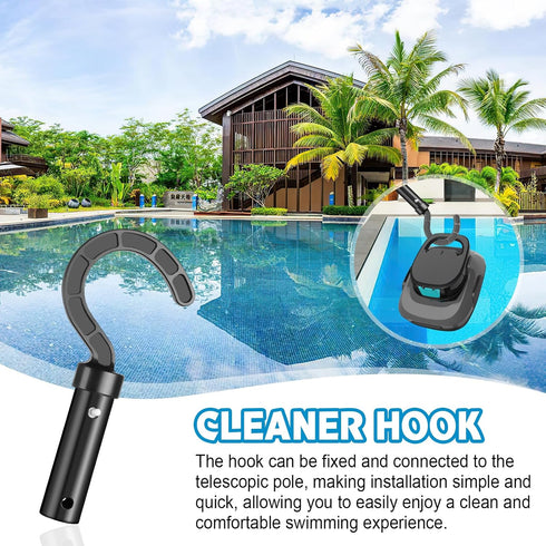 Hook for Robotic Pool Cleaner, Pool Hooks for Poles, Hook for Pool Vacuum Robot Including Cordless, above Ground and Underwater, Attaches to Teles...