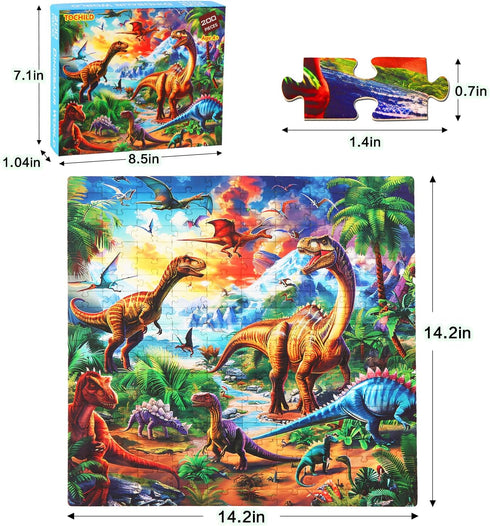 Jigsaw Puzzles for Kids Ages 4-6 6-8 8-10-Dinosaur Puzzle 200 Pieces Relax Kids Puzzles Ages 5-8 10-12 -Learning Educational Toys Gift for Boys an...