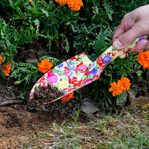 GARTOL Garden Tool Set - 3 Piece Thickly Cast Aluminum Gardening Tools Kit with Floral Paint, Heavy Duty Hand Garden Tools with Box Include Trowel...