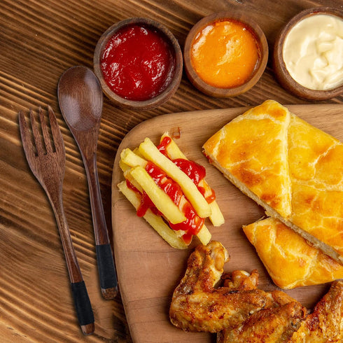 Wooden Cutlery Set, Spoon And Fork Set, Reusable Travel Cutlery Set with Case, Wooden Portable Cutlery Set, Rope Winding Processing, for Lunch, Ca...