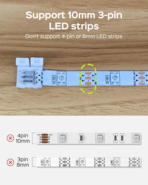 JACKYLED 30 Pcs 3-Pin LED Connectors, 10mm L Shape LED Strip Connectors Unwired Solderless Gapless Adapter Connectors Terminal Extension 12V 72W f...