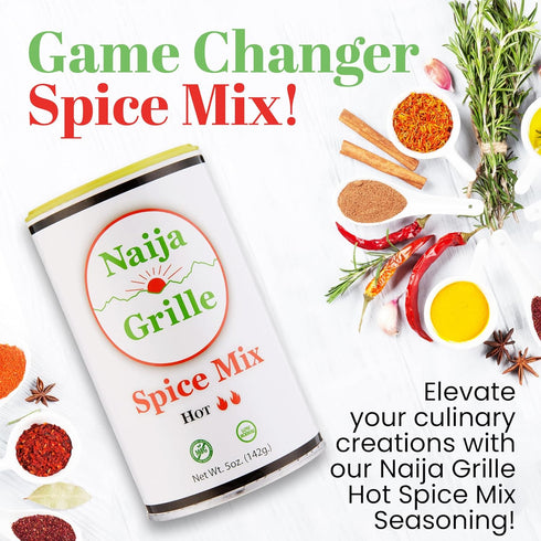 Naija Grille Seasoning - Hot - All Purpose Spice Mix for Chicken, Beef, Fish, Vegetables, and More - Elevate Flavor with Seasoning for Cooking, Gr...