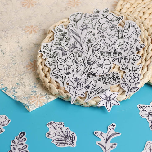 Patemby 50Pcs Water Soluble Embroidery Stabilizers, Stick and Stitch Embroidery Paper with Pre-Printed Flowers and Leaves Pattern Transfers for Ha...