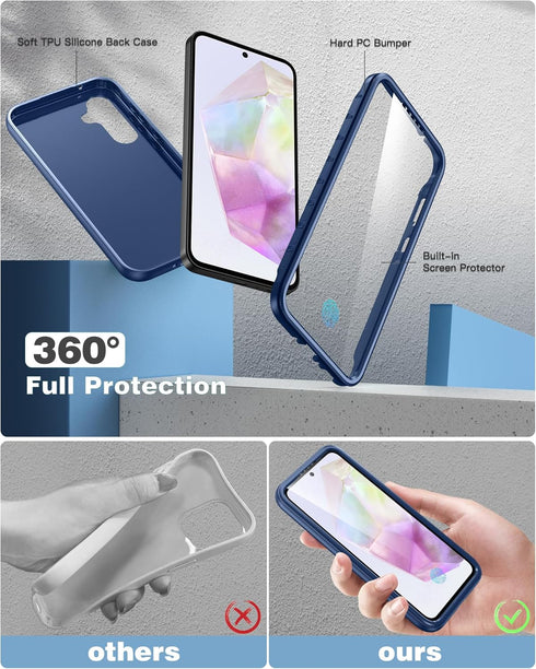 FNTCASE for Samsung Galaxy A35-5G Case: Phone Case with Built-in Screen Protector Protective Silicone Cell Phone Cover Rugged Shockproof Full Prot...