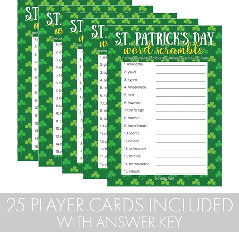 DISTINCTIVS St. Patrick's Day Word Scramble Classroom Party Game - 25 Player Cards...