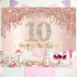 Sweet 10th Birthday Banner Backdrop Decorations for Girls, Rose Gold 10 Birthday Party Sign Supplies, Pink 10 Years Old Birthday Poster Background...