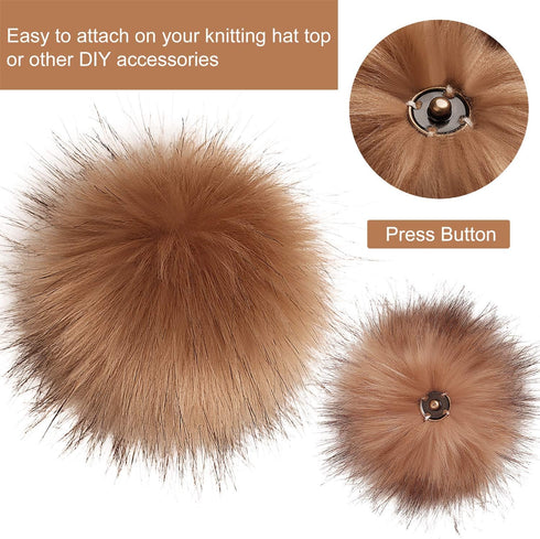 Tatuo DIY Faux Fur Pom Poms Ball with Press Button Removable Fluffy Pompom for Knitting Hats Shoes Scarves Bag Accessories (Neutral Color, 14)...