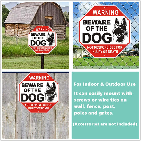 Warning Beware of Dog Sign 10 x 10 Inches - Rust Free Aluminum Dog Warning Signs, Not Responsible for Injury Or Death Warning Dog Sign for Home, B...