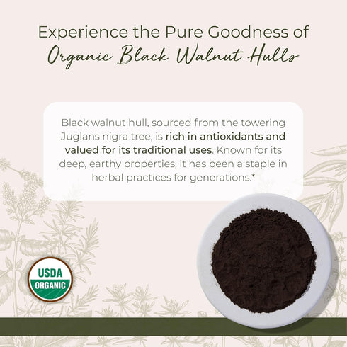 Starwest Botanicals Organic Black Walnut Hull Powder - Finely Ground, Use for Tea, Baking, & Capsules, Natural Digestion Support, Certified Kosher...