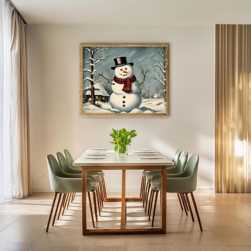 Posterizer 1 pcs-cute snowman in snowy wintery nature 7-Holiday Poster Collection-Landscape & Nature Art-Living Room Bedroom Decor- unframed wall ...