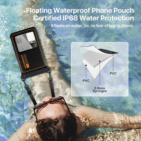 Diaclara Waterproof Phone Pouch, IP68 Floating Waterproof Phone Case with Lanyard for iPhone 15 Pro Max 14 Galaxy S24 Ultra, Underwater Screen Tou...