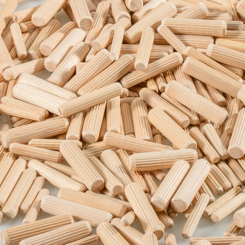 Sukh 200Pcs Wooden Dowel Pins - Wooden Dowels Fluted Wood Dowel Pins with 1/4?5/16 and 3/8-inch for Joining in Furniture, Cabinets and Other Woodw...